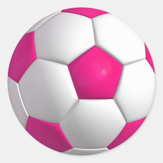 Roze Voetbal Ronde Sticker (Voorkant)