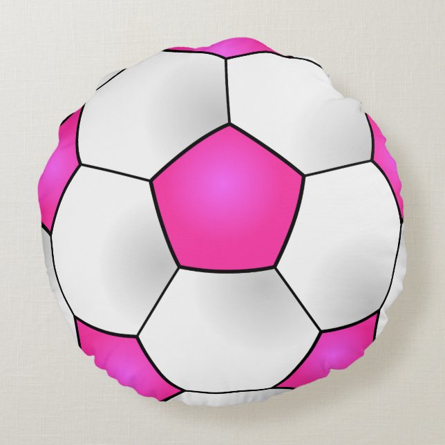 Roze Voetbal Round Pillow Rond Kussen (Achterkant)
