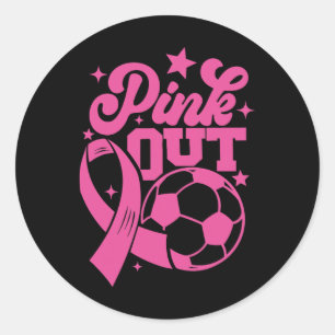 Roze Voetbal Tegen Borstkanker Ronde Sticker