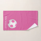 roze voetbal - voeg naam toe bad handdoek (Handdoek)