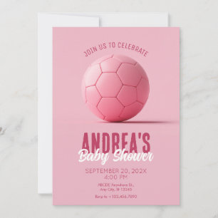 Roze voetballen baby shower kaart