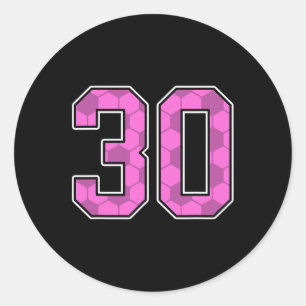 Roze Voetbalpatroon Nummer 30 Jersey Speler Unifor Ronde Sticker