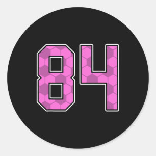 Roze Voetbalpatroon Nummer 84 Shirt Speler Unifor Ronde Sticker
