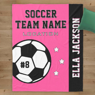 Roze Voetbalteamnaam en -Speler Fleece Deken