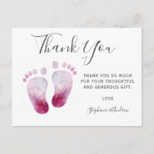 Roze voetjes Baby shower Dank u Briefkaart (Voorkant)