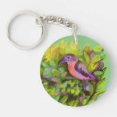 Roze vogel Acrylische Sleutelhanger (Voorkant)