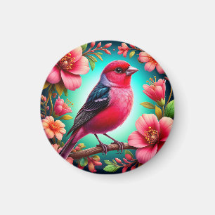 Roze Vogel En Roze Bloemen Koelkast Decoratie Voge Magneet