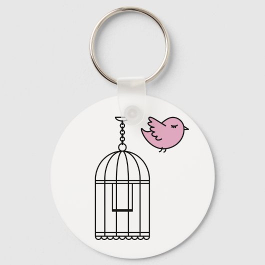Roze vogel en vogel sleutelhanger (Voorkant)