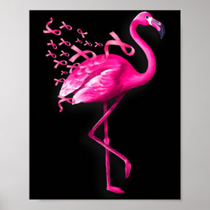Roze vogel flamingo borstkanker bewustzijn poster