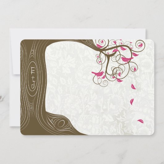 Roze vogelbruiloften in Roze landschap Kaart (Achterkant)