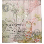  roze vogelflora douchegordijn (Voorkant)