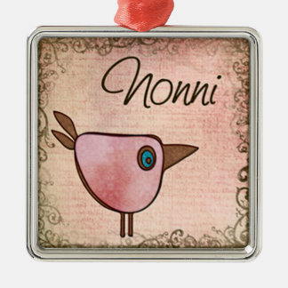 roze vogelpest metalen ornament