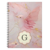 Roze vogels monogram notitieboek (Voorkant)
