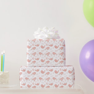  Roze Vogels Op Witte Kinderen Cadeaupapier