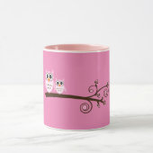 Roze vogelthema Owl Mok (Midden)