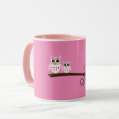 Roze vogelthema Owl Mok (Voorkant links)