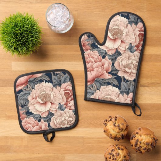 Roze volken ovenwant & pannenlap set (Top down)