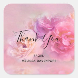  roze volken stijlvolle foto Dank je Vierkante Sticker