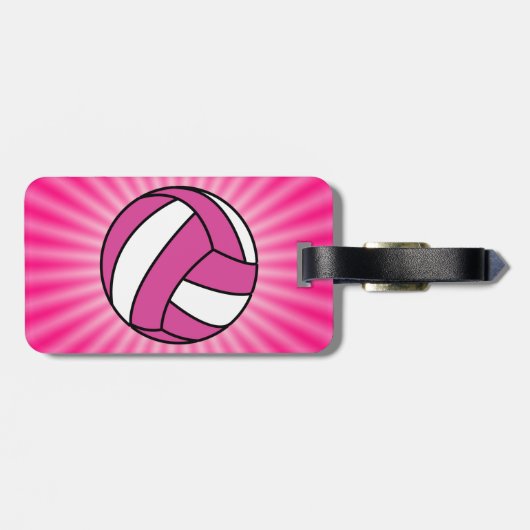 Roze volleybal bagagelabel (Achterkant horizontaal)