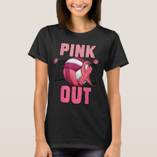Roze Volleybal Borstkanker Awareness Lint T-shirt