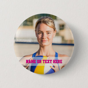 Roze Volleybal Knoppen Sport Speler Team Kinderen Ronde Button 5,7 Cm