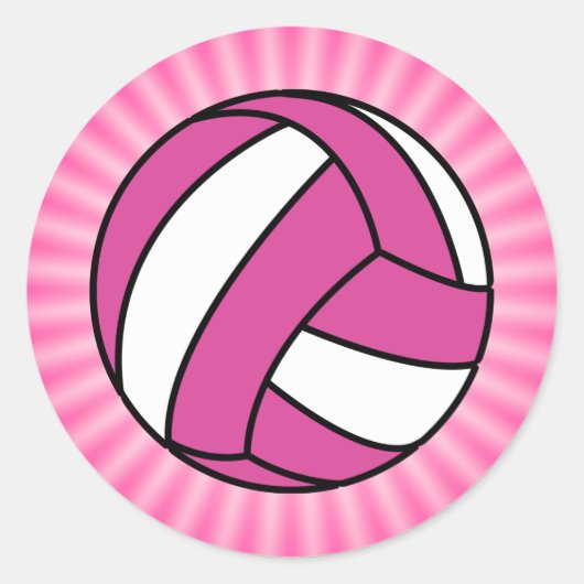 Roze volleybal ronde sticker (Voorkant)