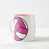Roze volleybal tweekleurige koffiemok (Voorkant links)