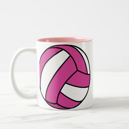 Roze volleybal tweekleurige koffiemok (Links)