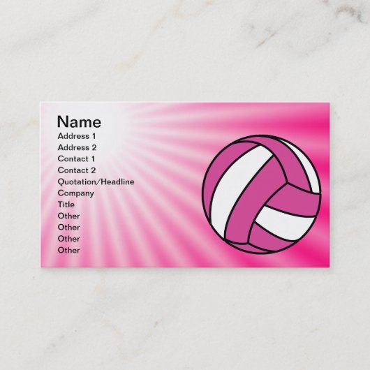 Roze volleybal visitekaartje (Voorkant)