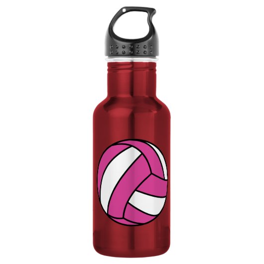 Roze volleybal waterfles  (Voorkant)