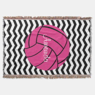 Roze Volleyball Aangepaste monogram Drijvende bank Deken