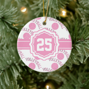 Roze Volleyball Keramisch Ornament