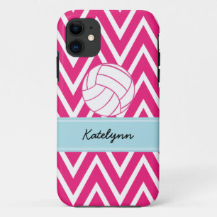 Roze Volleyball Modern Chevron Zigzag iPhone Case