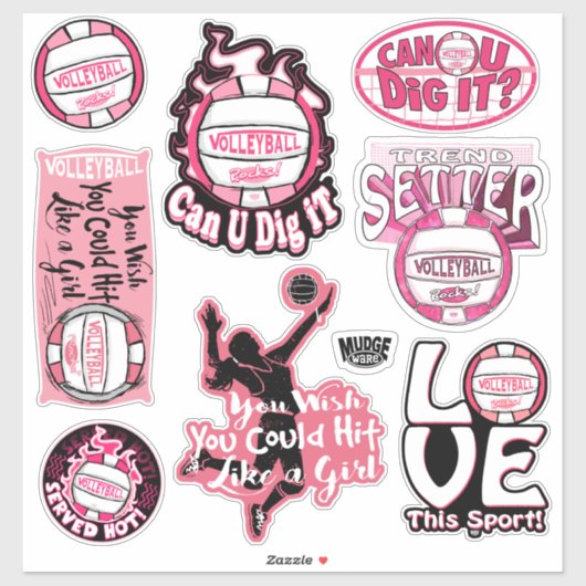 Roze volleybalRocks Sticker (Vel)