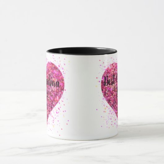 Roze vonkzinnig glitter hart beste oma ooit mok (Midden)