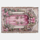 Roze Voordeur Pillars Garland Bows Deken (Voorkant)