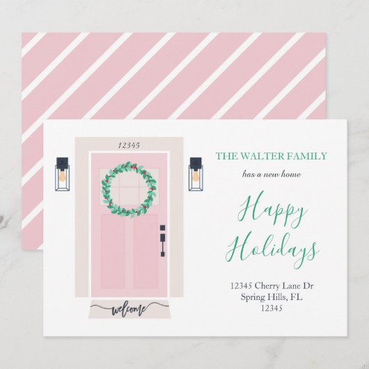 Roze voorste portieraankondiging aankondiging (Voorkant / Achterkant)