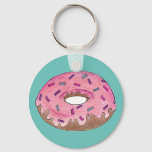 Roze voorzijde Donut Doughnut w/Sprinkles Sleutelhanger