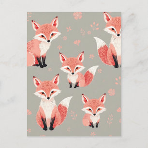 Roze Vos Baby Nursery Mooie Bosdier Patronen Briefkaart