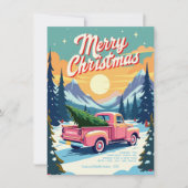  Roze Vrachtwagen Kerst Kaart (Voorkant)