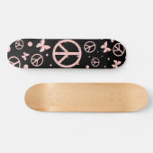 Roze vrede en vlinders skateboard (Horizontaal)