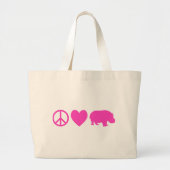Roze vredesliefde en hippos grote tote bag