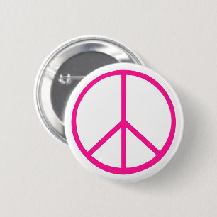 Roze Vredesteken Modern Wit Ronde Button 5,7 Cm