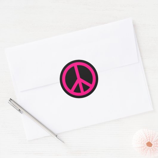 Roze Vredesteken Sticker (Envelop)