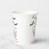 Roze Vriendelijk Meisje Spook Met Vliegboten Papieren Bekers (Rechts)