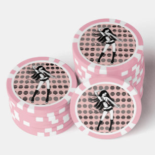 roze vriendin danseres poker chips