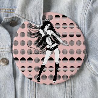 roze vriendin danseres ronde button 6,0 cm