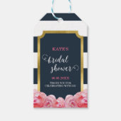 Roze Vrijgezellenfeest Blauwe strepen Cadeaulabel (Voorkant)