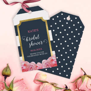 Roze Vrijgezellenfeest Blauwe strepen Cadeaulabel