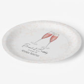 Roze Vrijgezellenfeest Brunch en Bubble Waterverf Papieren Bordje (Gekanteld)